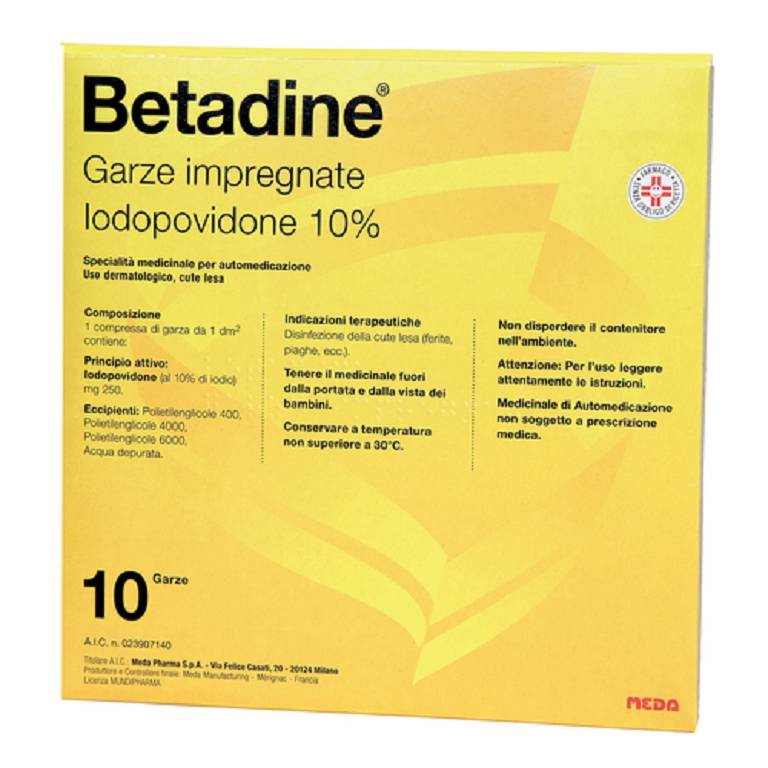 BETADINE 10 garze impregnate 10x10